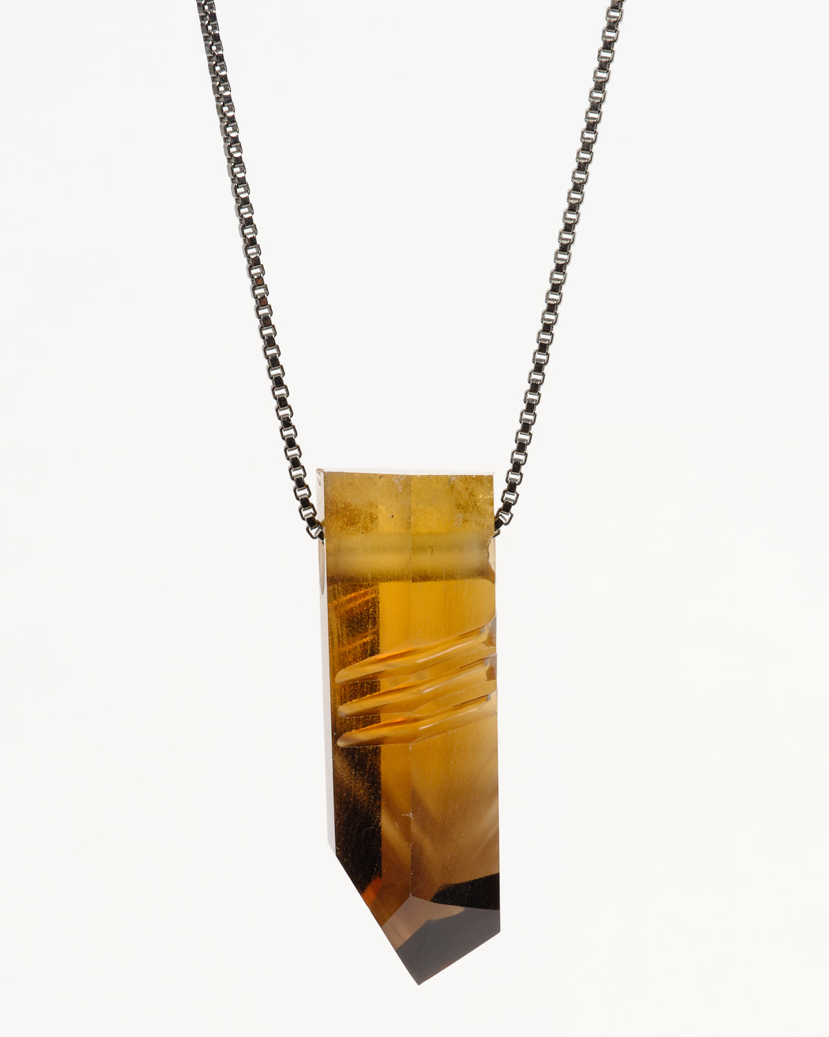 Carved Smoky Citrine Quartz Pendant