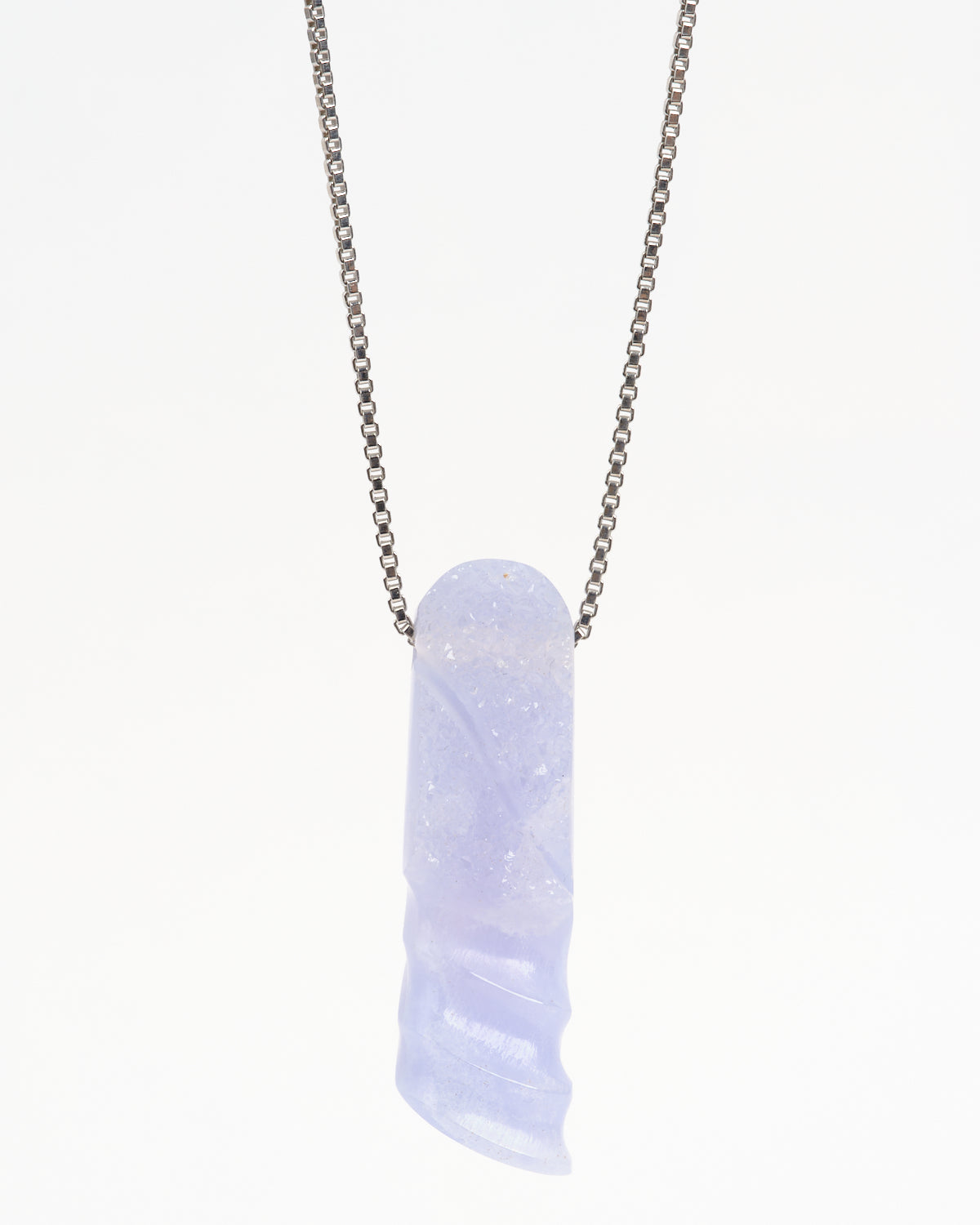 Blue Lace Druzy Carved Pendant