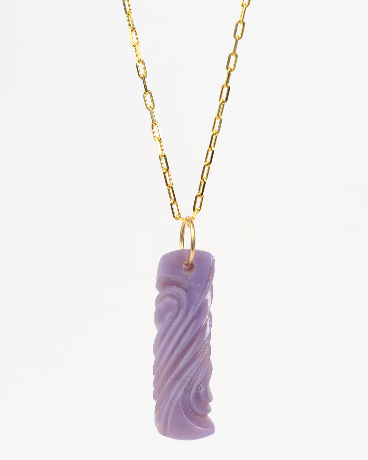 Purple Chalcedony Carved Pendant