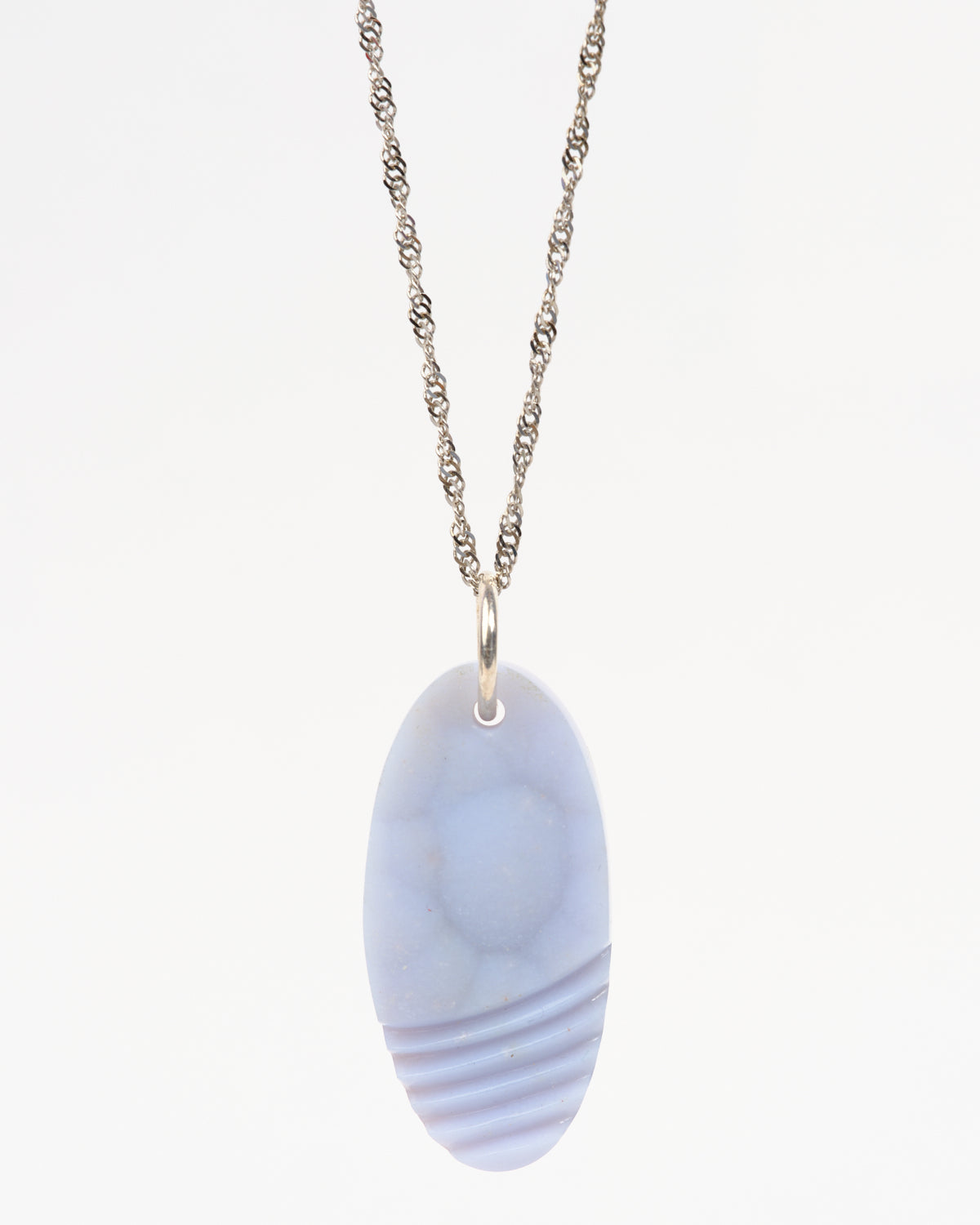 Blue Chalcedony Carved Pendant