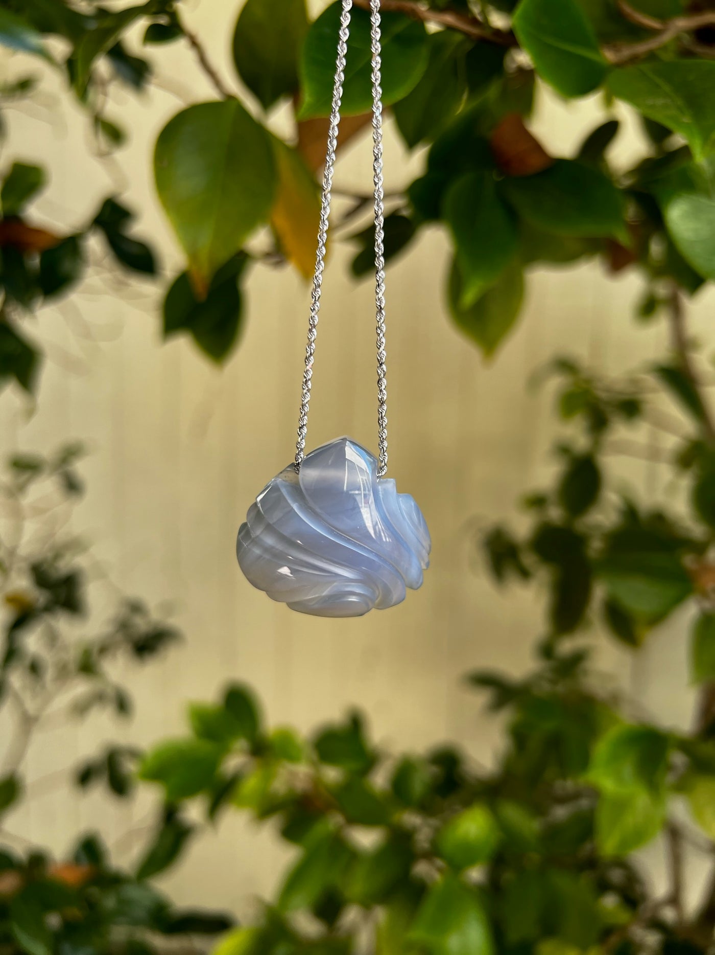 Blue Chalcedony Carved Pendant