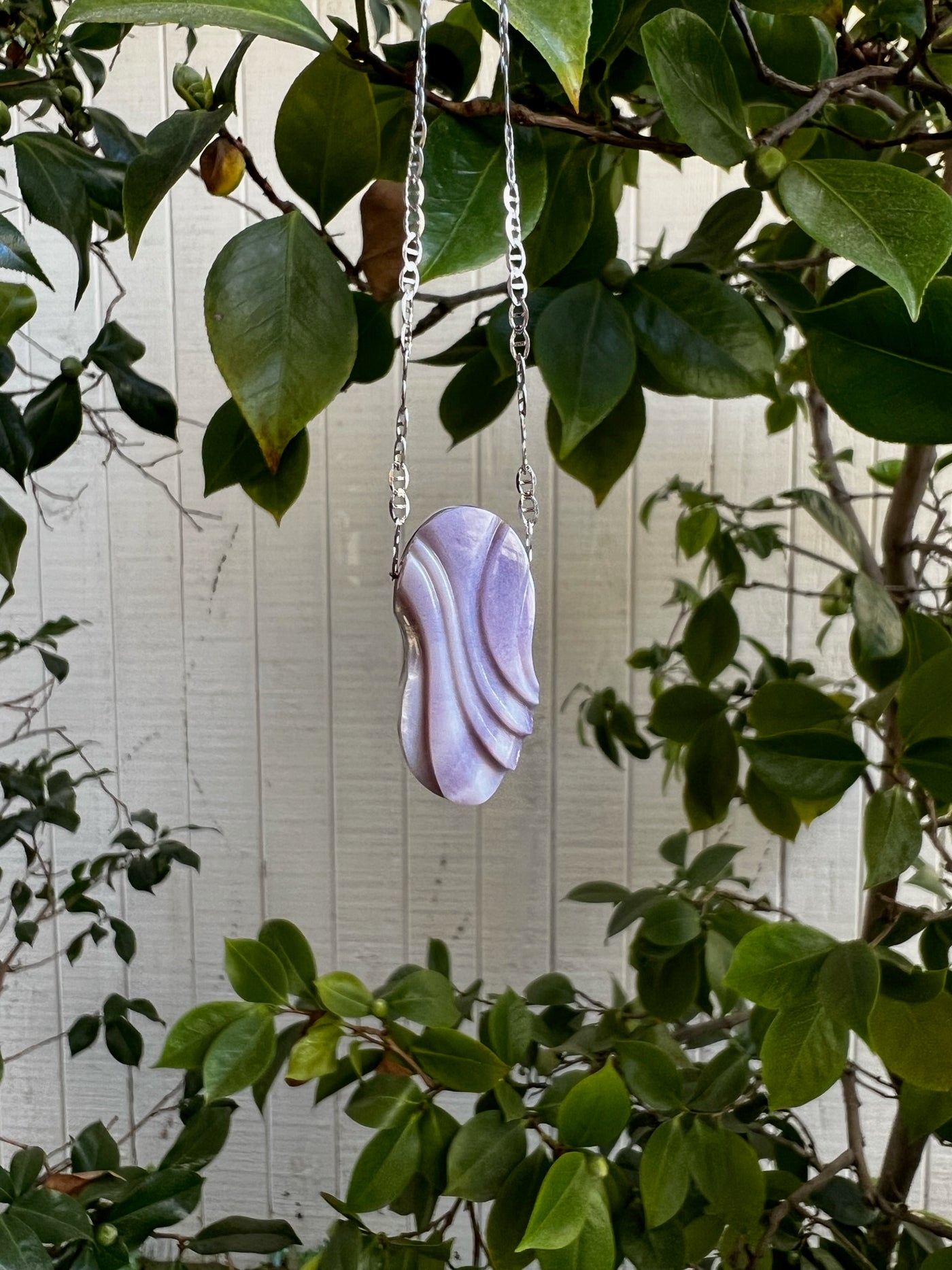 Purple Chalcedony Carved Pendant