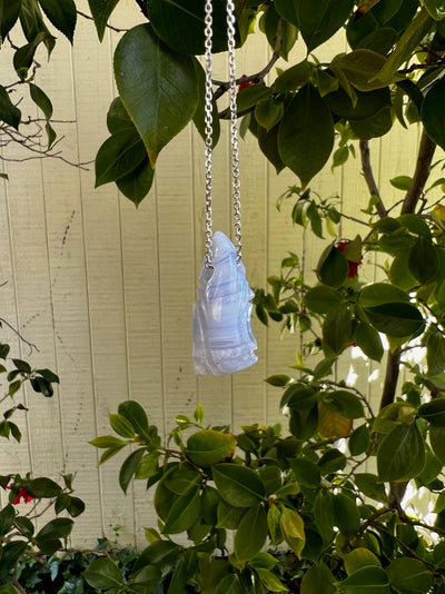 Blue Lace Agate Carved Pendant