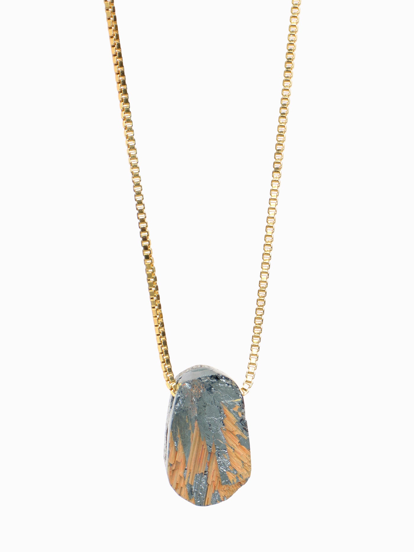 Natural Surface Rutilated Quartz & Hematite Pendant