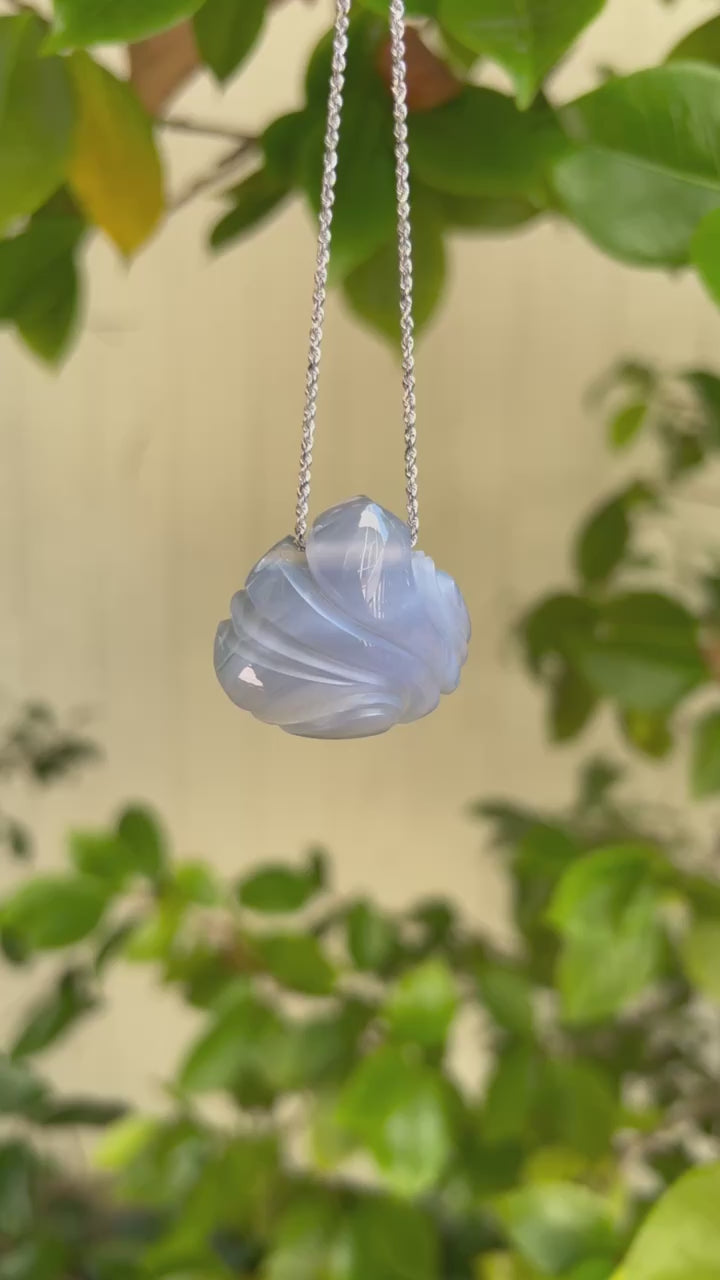 Blue Chalcedony Carved Pendant