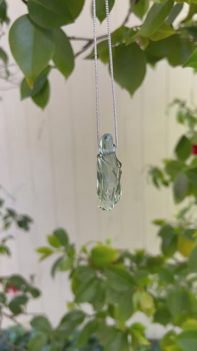 Prasiolite Carved Pendant