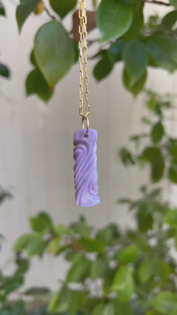 Purple Chalcedony Carved Pendant