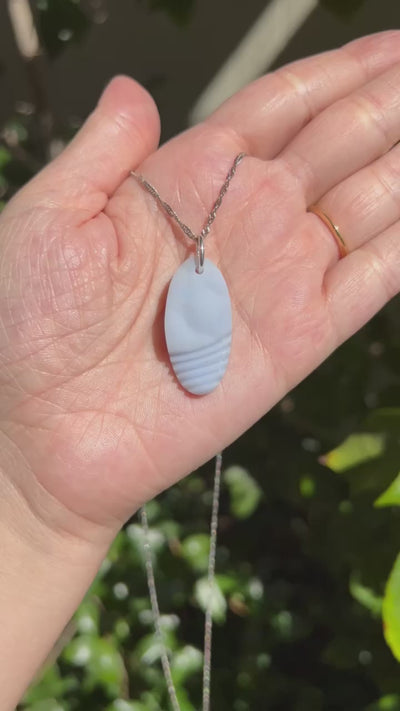 Blue Chalcedony Carved Pendant