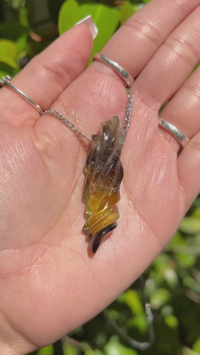 Smoky Citrine Carved Pendant