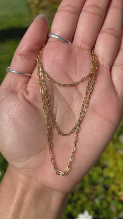 14k Fancy Yellow Gold Straight Paper Clip Chain