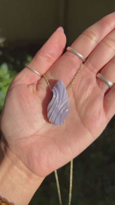 Purple Chalcedony Carved Pendant