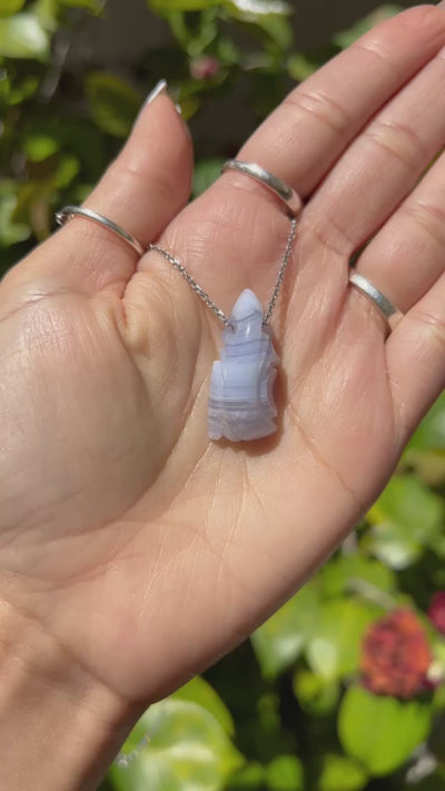 Blue Lace Agate Carved Pendant