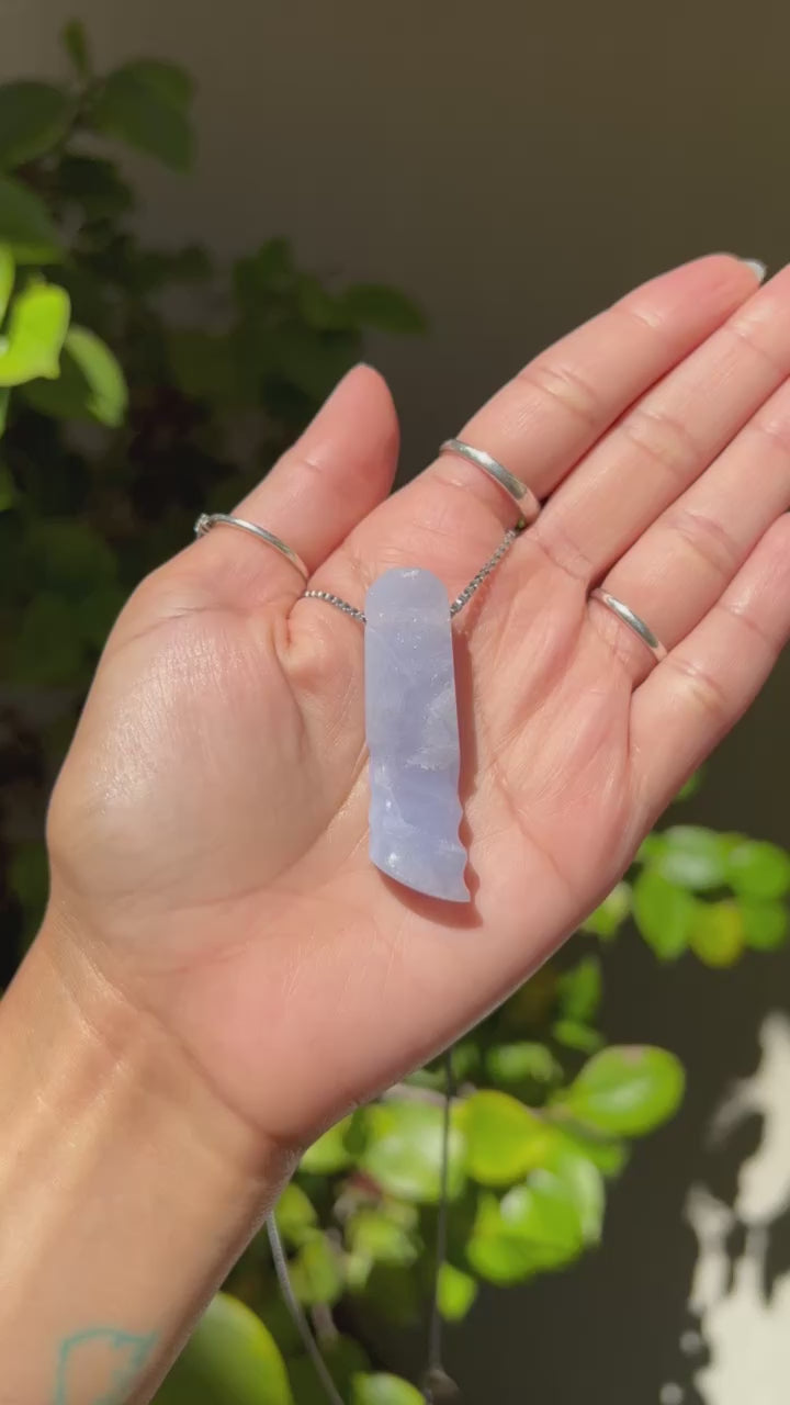 Blue Lace Druzy Carved Pendant