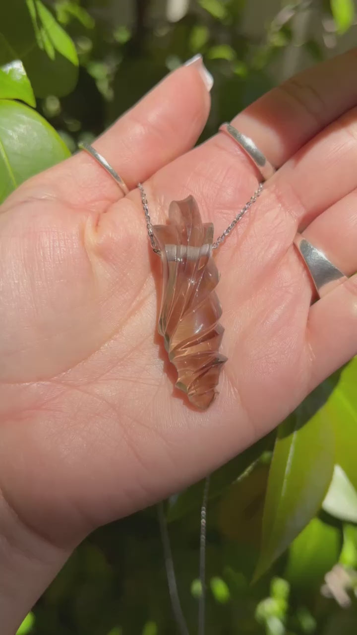 Smoky Quartz Carved Pendant