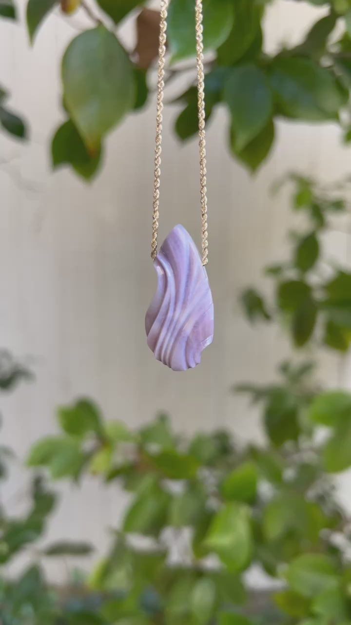 Purple Chalcedony Carved Pendant