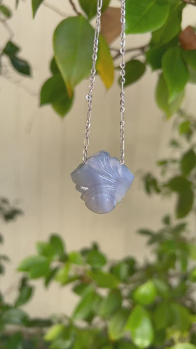 Blue Chalcedony Carved Pendant