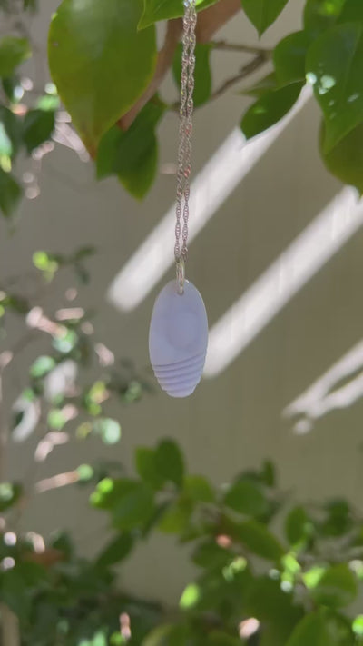 Blue Chalcedony Carved Pendant