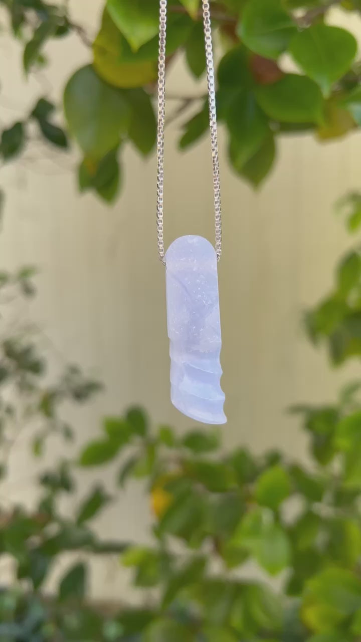 Blue Lace Druzy Carved Pendant